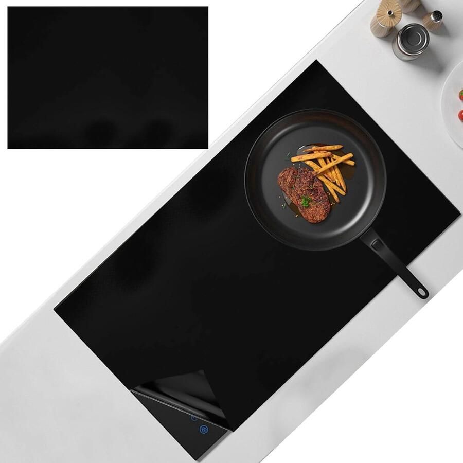 Beschermmat voor Inductiekookplaat 90 x 60 cm Zwarte Siliconen Mat voor Krassen en Vlekken Hittebestendig en Duurzaam