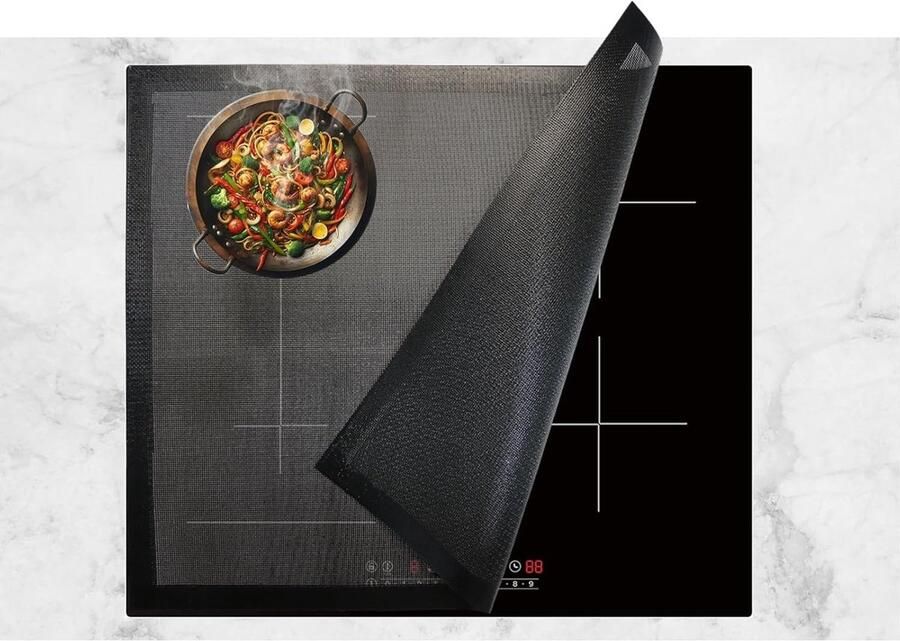 Beschermmat voor Inductiekookplaat Zwart 52 x 60 cm Siliconen Antislip Voor Keuken en Kookplaat