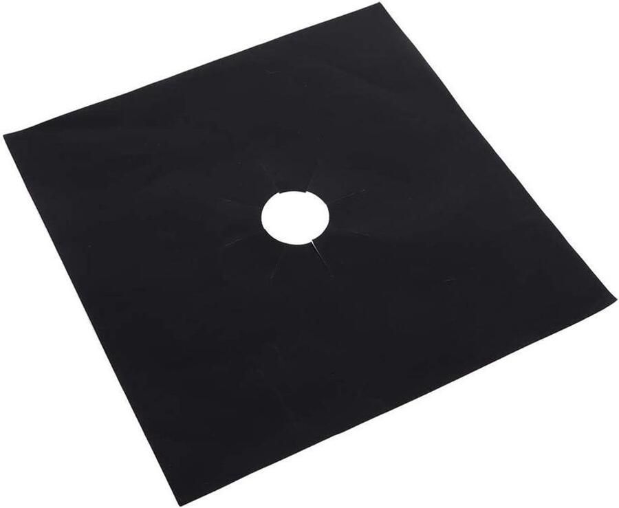 Beschermmatten Gaskookplaat Fornuisbeschermers Koken Schoonhouden Hittebestendig Materiaal 6 Stuks 27x27cm Zwart