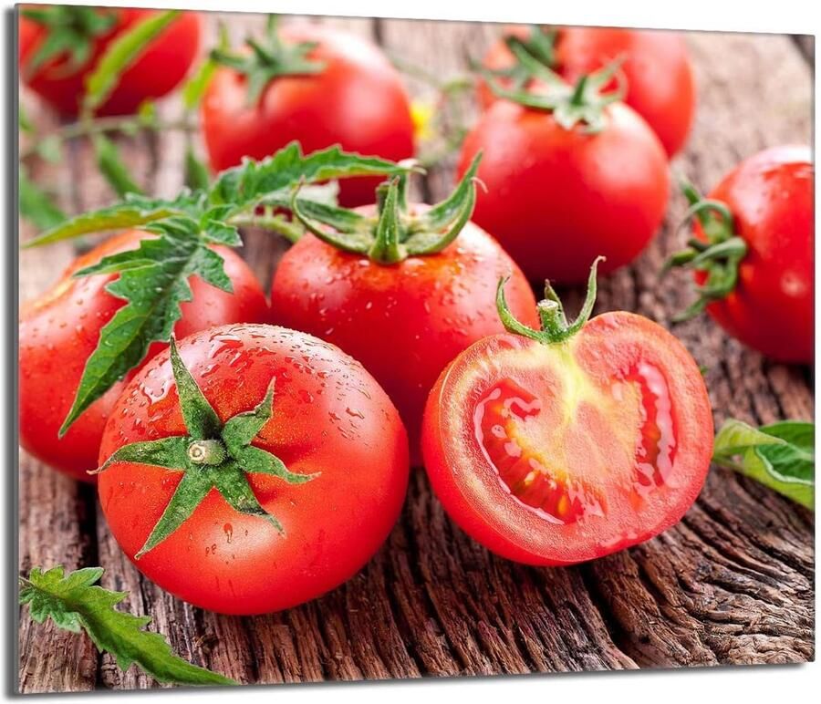 Beschermplaat Kookplaat 60x52 cm met Tomatenprint Universele Glasplaat voor Inductie en Keramisch