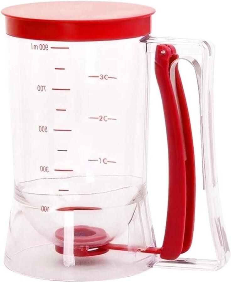Beslag Dispenser Beslag Maker Moeiteloos Bakken Lekvrije Hendel 900 ml Inhoud Rood