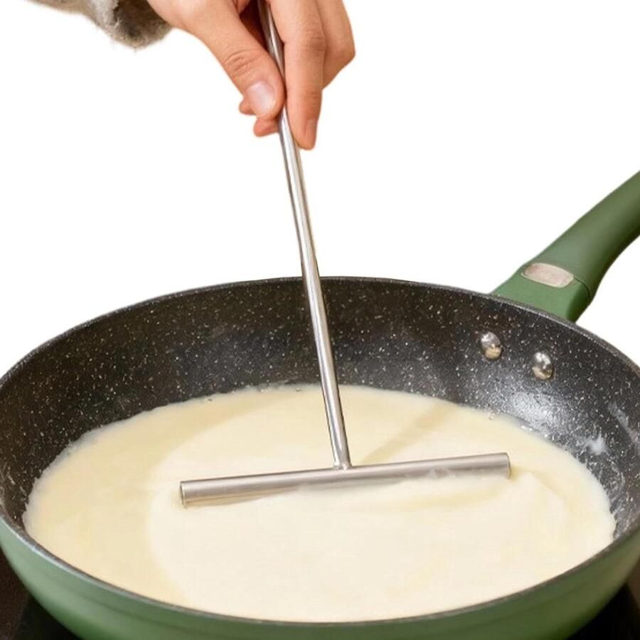 Beslag Dispenser Crêpe Maker Bakken Thuis Ergonomisch Handvat 18.5 x 26 cm Zilver