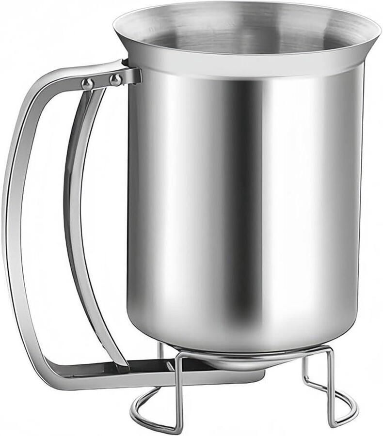 Beslag Dispenser Deeg Trechter Pannenkoeken Bakken Morsvrij Ontwerp 680ml Inhoud Zilver