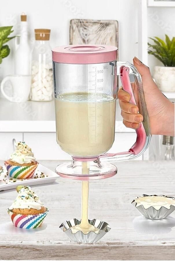 Beslag Dispenser Mix Maker Bakken Maken Eenvoudig Doseren 900ml Wit