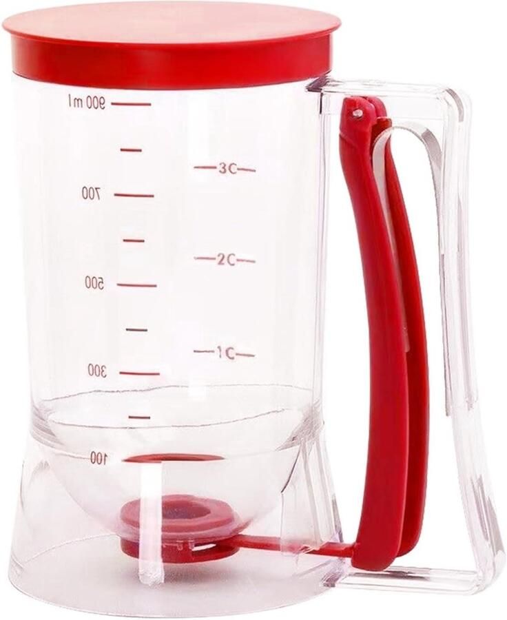 Beslag Dispenser Pannenkoek Dispenser Bakken en Koken Lekvrij Ontwerp 900 ml Rood