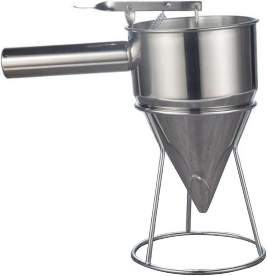 Beslag Dispenser Pannenkoek Maker Bakken Thuis Met Reksysteem 26 cm Hoog Zilver