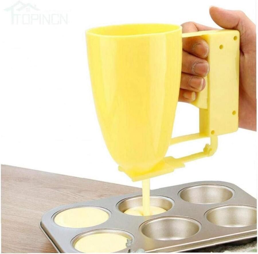 Beslag Dispenser Pannenkoek Maker Bakken Thuis Quick-Release Handvat 15.8 x 14.5 cm Geel
