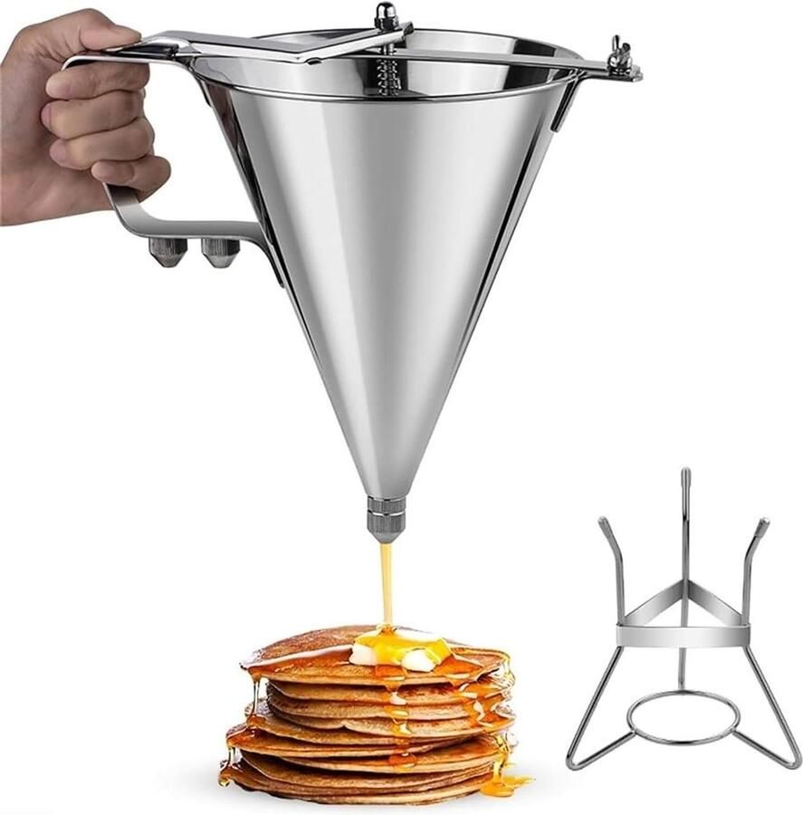 Beslag Dispenser Pannenkoek Maker Rommelvrij Bakken Drie Sproeiopties 1800 ml Zilver