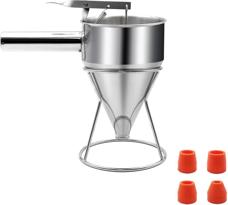 Beslag Dispenser Pannenkoek Trechter Bakken en Decoreren Instelbare Stroomsnelheid 600-1200ML Zilver