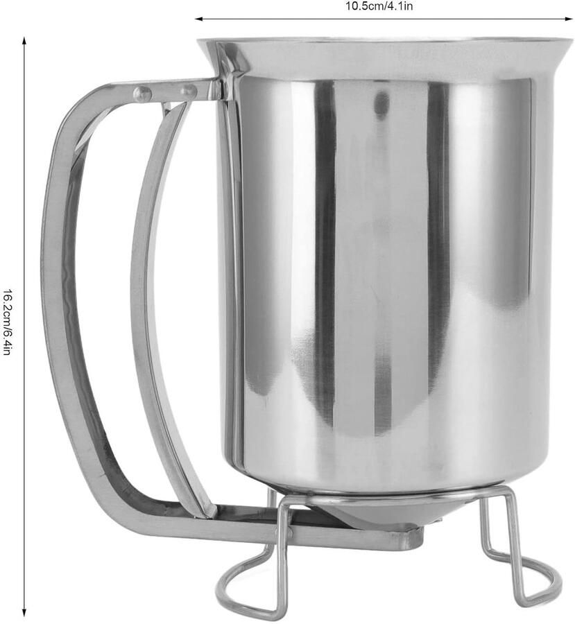 Beslag Dispenser Pannenkoekdispenser Muffindispenser Bakken en Decoreren Roestvrij Staal 10.5x16.2cm Zilver