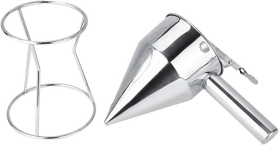 Beslag Dispenser Pannenkoeken Trechter Bakken Maken Met Rek 26 cm Zilver