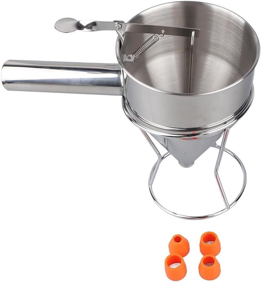 Beslag Dispenser Pannenkoekenmaker Bakken en Decoreren Ergonomisch Handvat 1200 ml Zilver