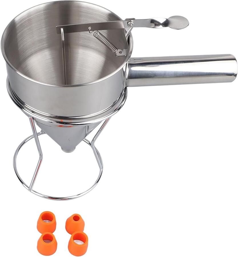 Beslag Dispenser Set Pannenkoek Crêpe Maker Bakken Thuis Keuken Roestvrij Staal Kwaliteit 1200 ml Capaciteit Zilverkleurig