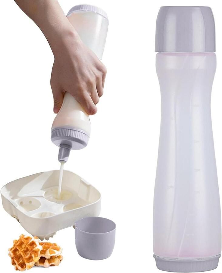 Beslag Dispenser Squeeze fles Pannenkoeken Bakken Anti-druppel mondstuk 700 ml Grijs