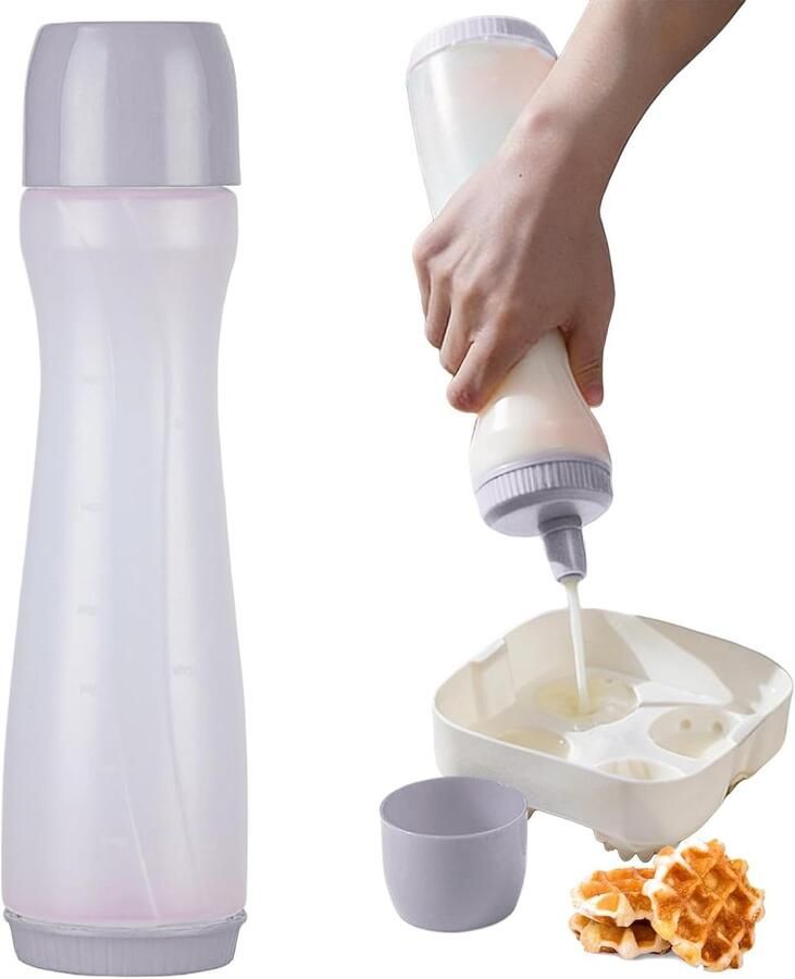 Beslag Dispenser Squeeze Fles Pannenkoeken Bakken Anti-Druppel Mondstuk 700 ml Grijs