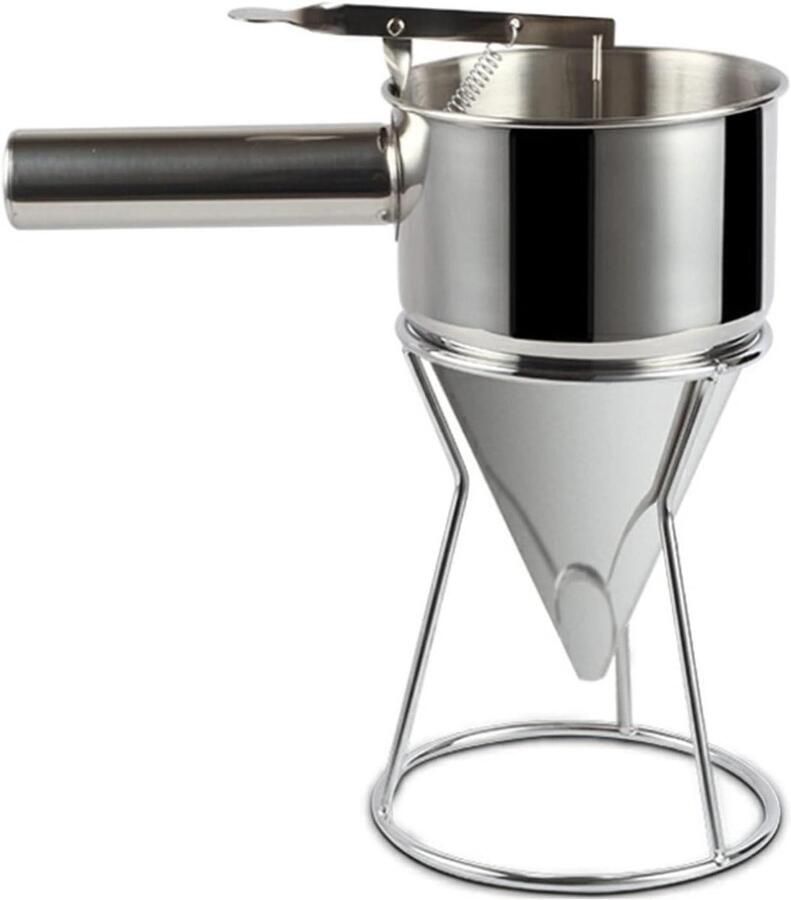 Beslag Dispenser Trechter met Handvat Bakken Maken Gecontroleerde Vloeistofstroom 22 x 13.2 cm Zilver