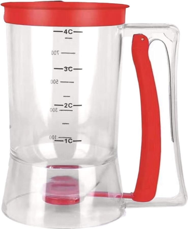 Pannenkoekmix Dispenser Beslag Schenker Bakken Thuis Lekvrije Gieting 900 ml Rood