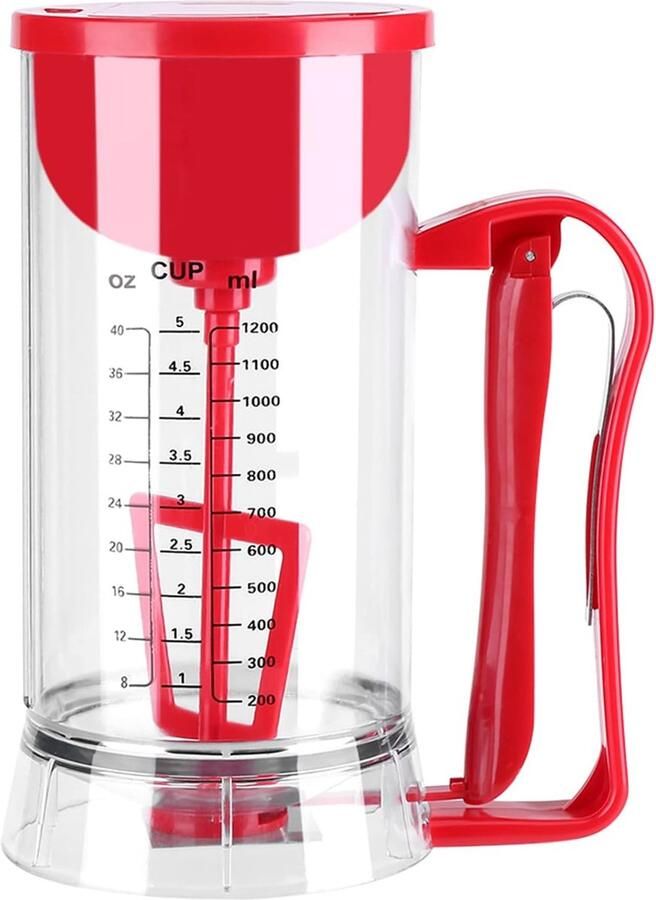 Beslag Mixer Dispenser Automatische Beslagmaker Bakken Maken Automatisch Mengen Dosering 1200 ml Capaciteit Transparant Rood