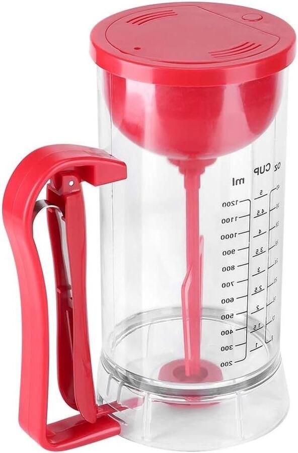 Beslag Mixer Dispenser Beslagmaker Beslagschenker Bakken en Mixen Automatische Mengfunctie 1200 ml Transparant Rood