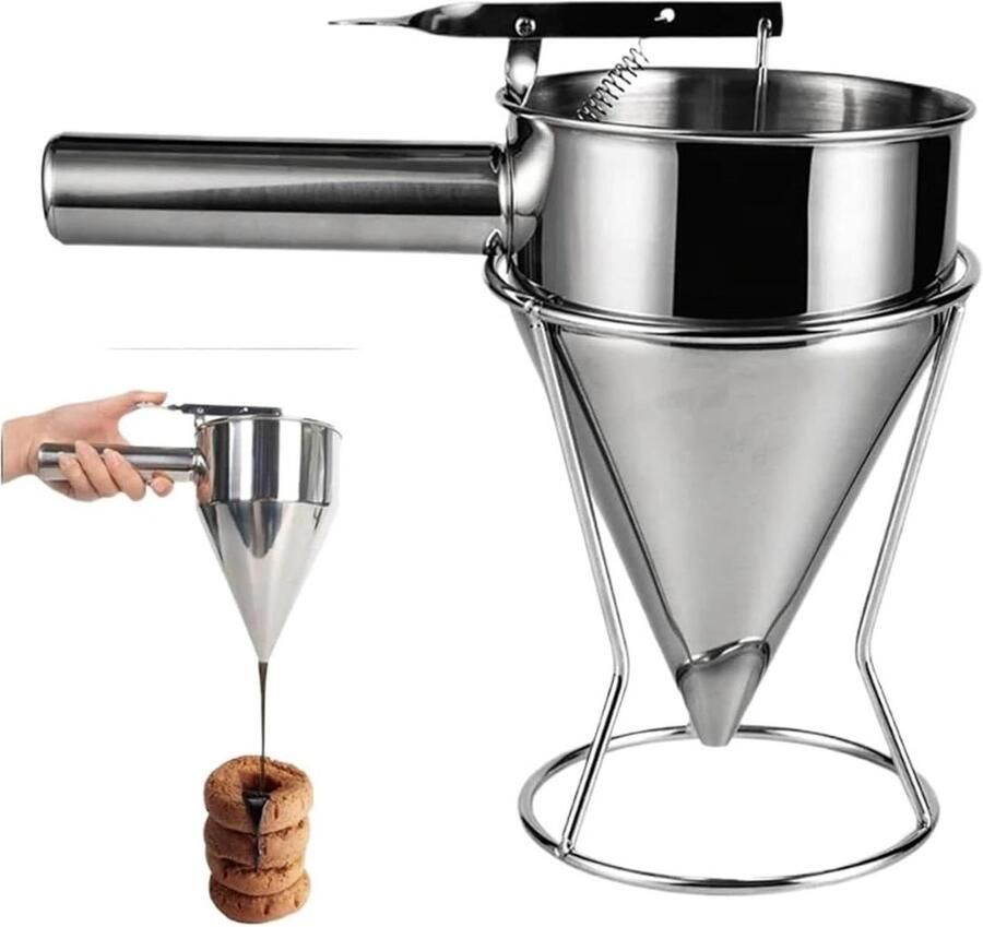 Beslag Trechter Dispenser Bakken Keuken Tool Cupcakes Pannenkoeken Maken Grote 1200ML Capaciteit 8mm Nozzle Zilver