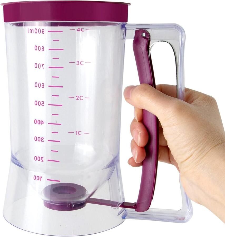 Beslagdispenser Pannenkoekenmaker Wafelmaker Bakken van Snacks Met Maatschaal 900 ml Paars