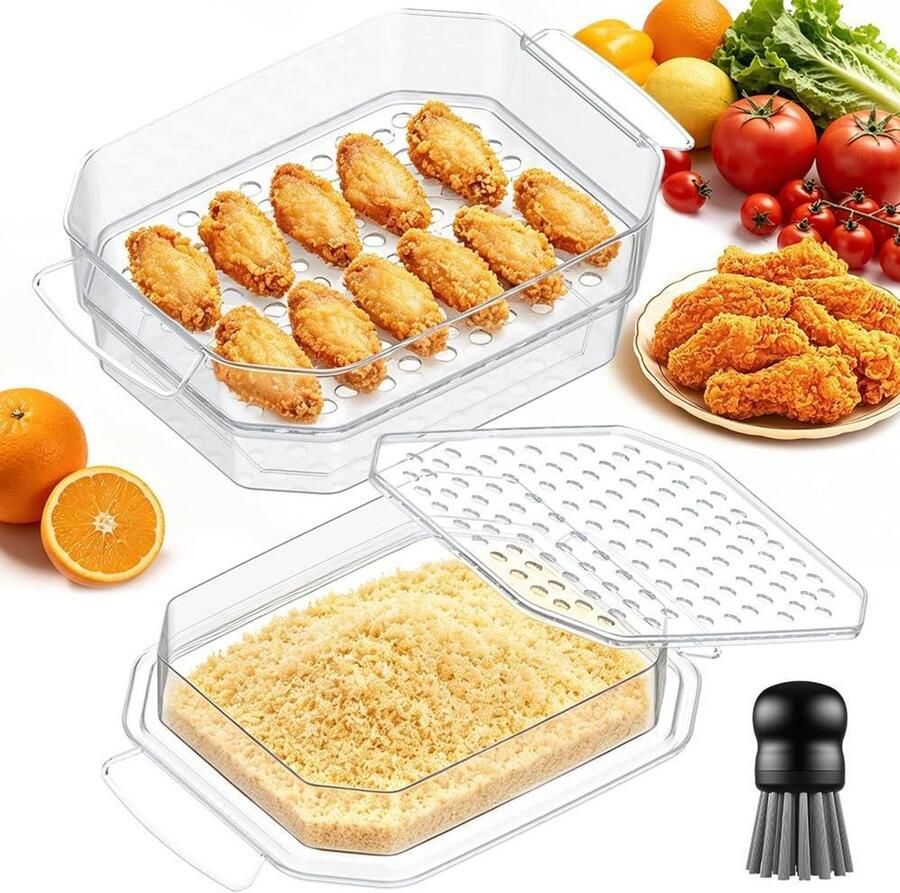 Beslagkom Mengkom Keuken Bakken en Koken Met Deksel en Zeef 10 Liter XL Transparant