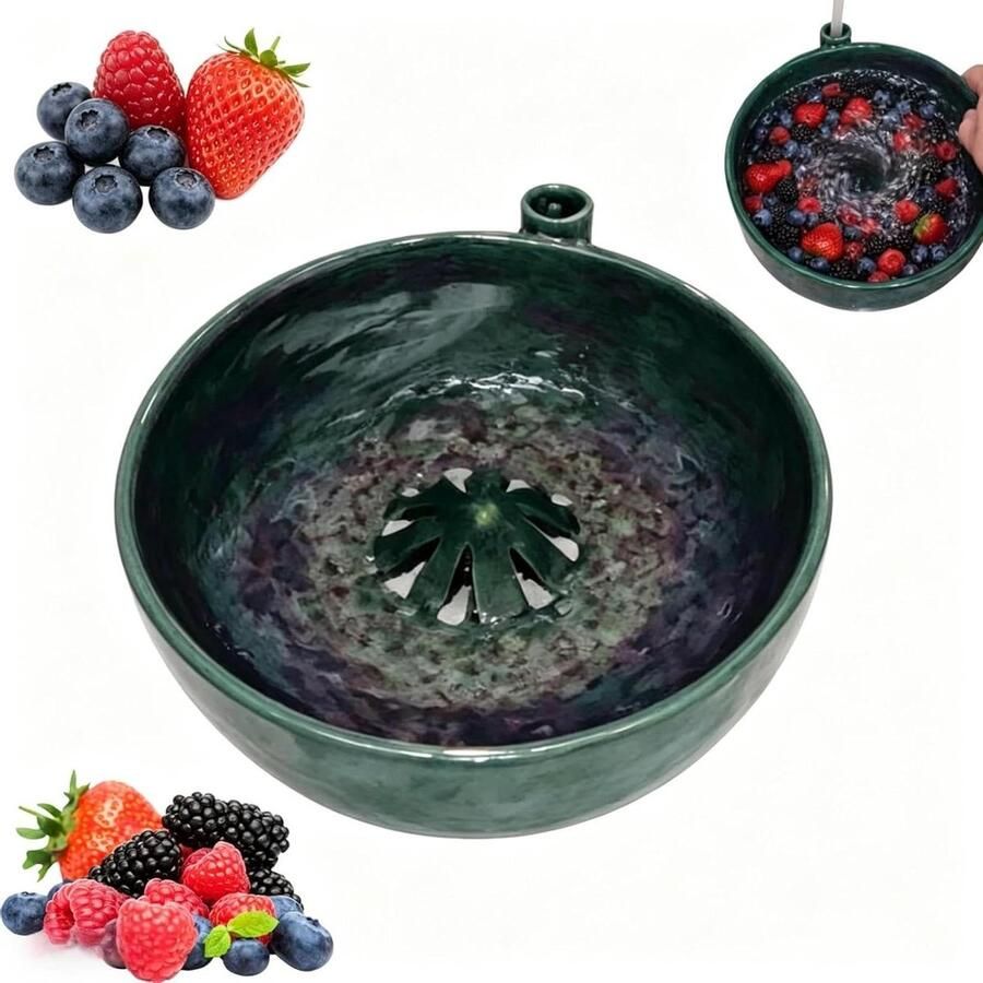 Bessen Waskom Fruit Spinner Gezond Eten Zelfdraaiende Reiniging 15x8 cm Groen