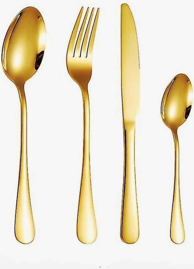 Bestek Set Eetgerei Set Dagelijks Gebruik Vlekbestendig Ontwerp 4 Delig Goud