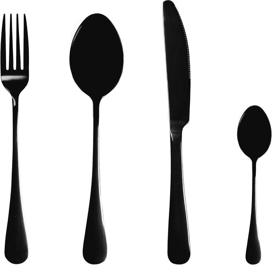 Bestek set Eetgerei set Stijlvol dineren Set van 4 Niet gespecificeerd Goud en zwart