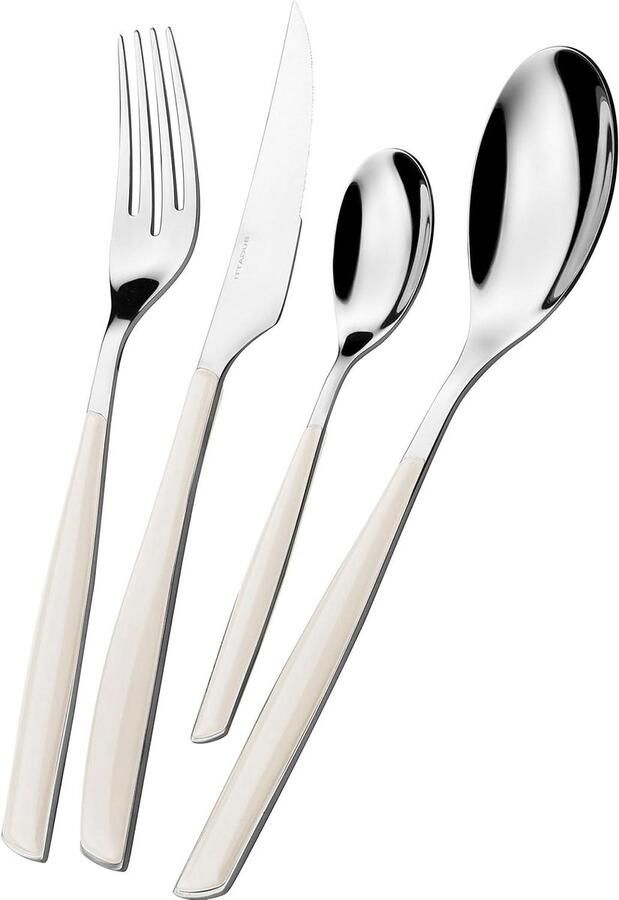 Bestek Set Servies Bestek Tafel Dekken Transparante Handgrepen 24 Delen Gekleurd