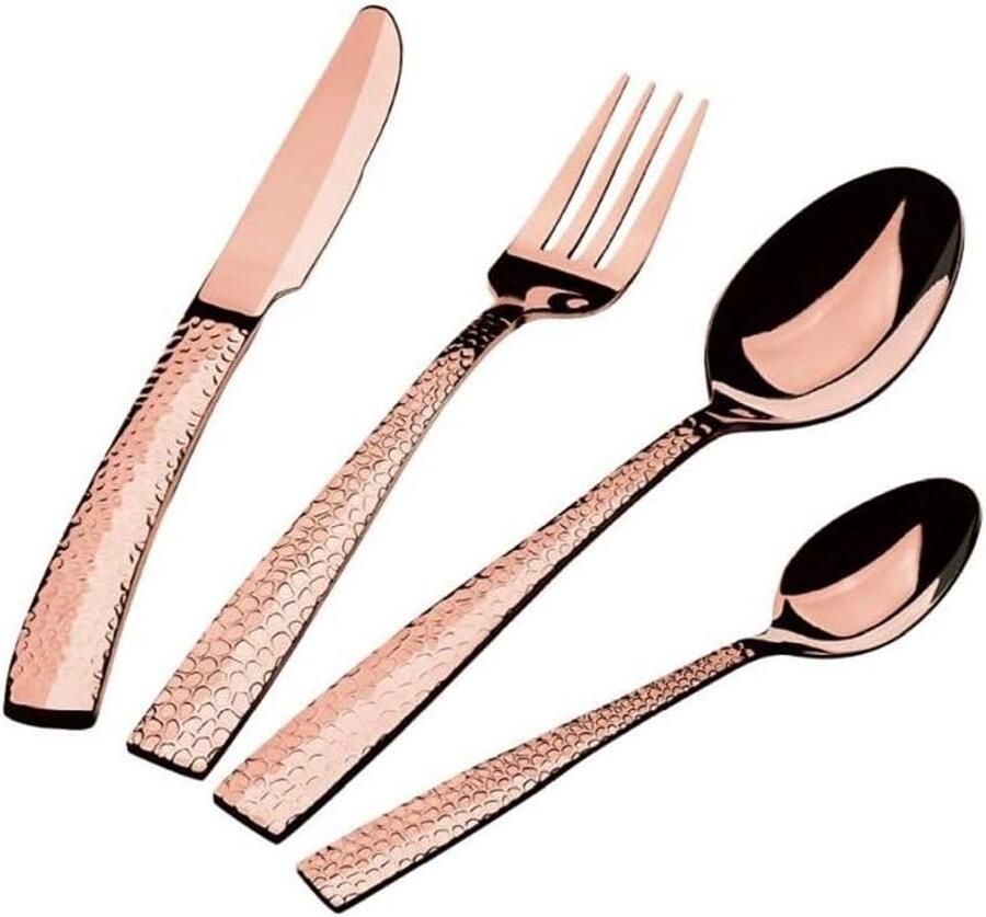 Bestek Set Servies Tafelbestek Dineren Keuken Spiegelafwerking 24 stuks Roségoud