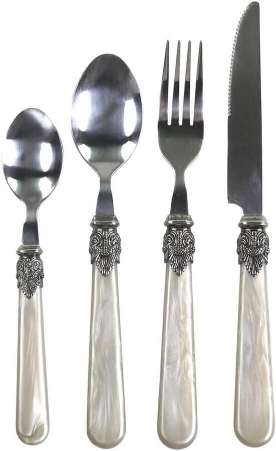 Bestekset 16-delig Dinerbestek Tafeldekken Antieke champagnekleur 18-23 cm Duifgrijs
