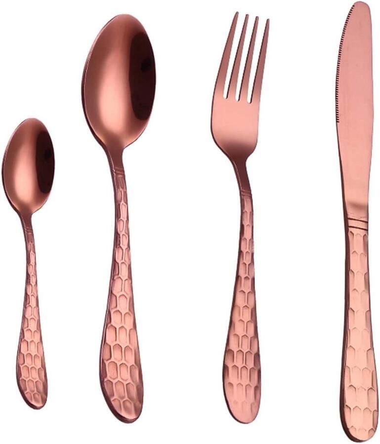 Bestekset 16-delig Gouden bestekset Diner bestek Tafeldekken Roestvrij staal Voor 4 personen Goud