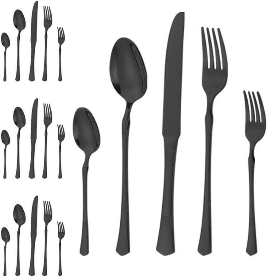Bestekset 20-delig Steak Servies Tafeldekken Diner Horizontaal gestreept 20 Stuks Roségoud