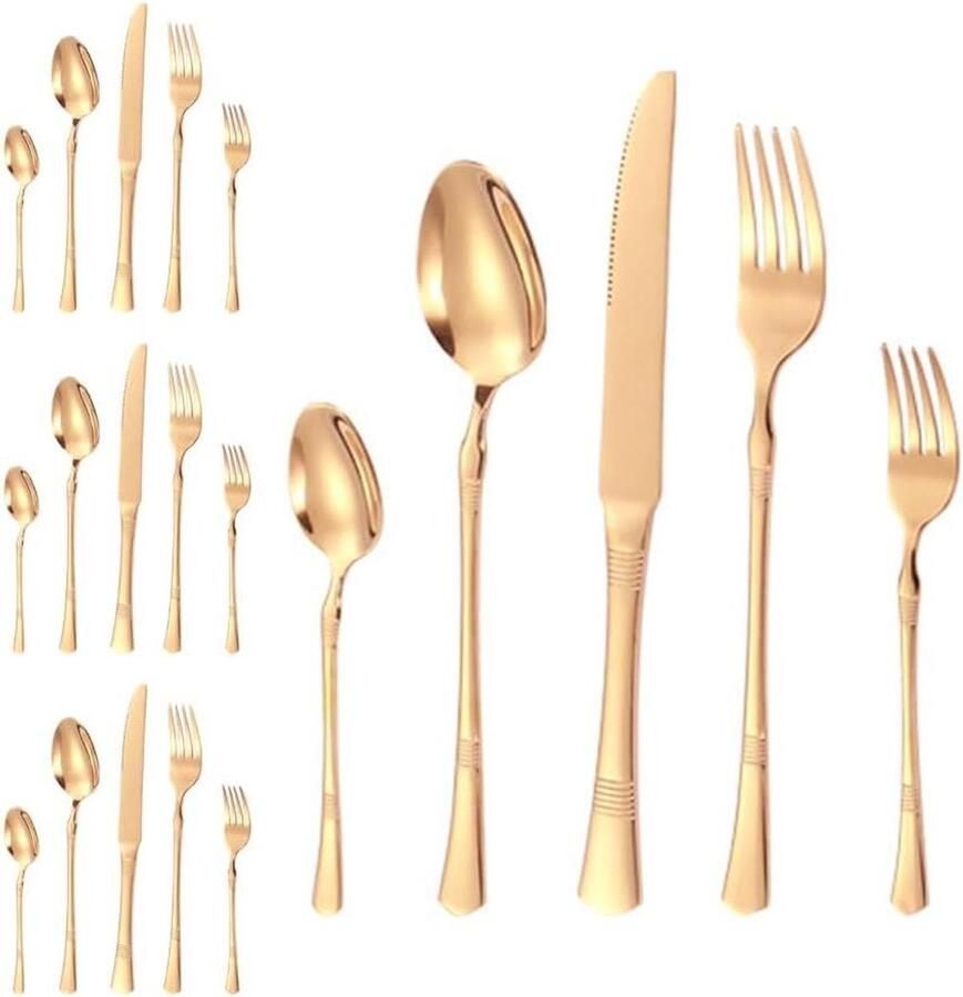 Bestekset 20-delig Steakbestek Tafeldekken Horizontaal gestreept design 20 stuks Zwart