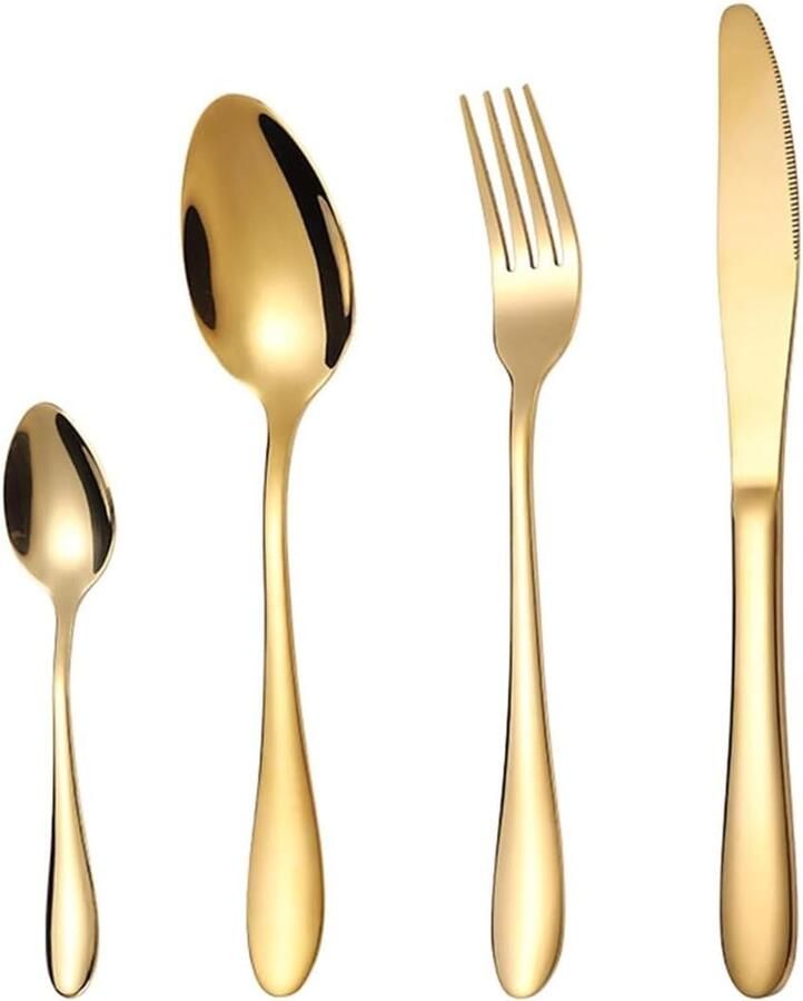 Bestekset 24-delig Eetgerei set Feestelijke diners Elegant design Vaatwasmachinebestendig Goudkleurig