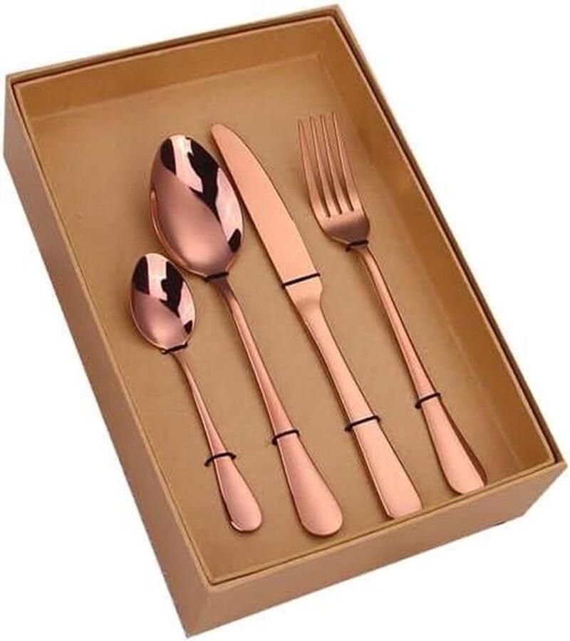 Bestekset 24-delig Gouden Servies Elegante Diner Gladde Randen 24 Delen Rose Goud