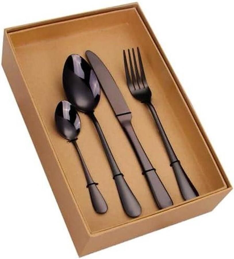 Bestekset 24-delig Gouden servies Elegante maaltijd Gladde randen 24 stuks Goudkleurig