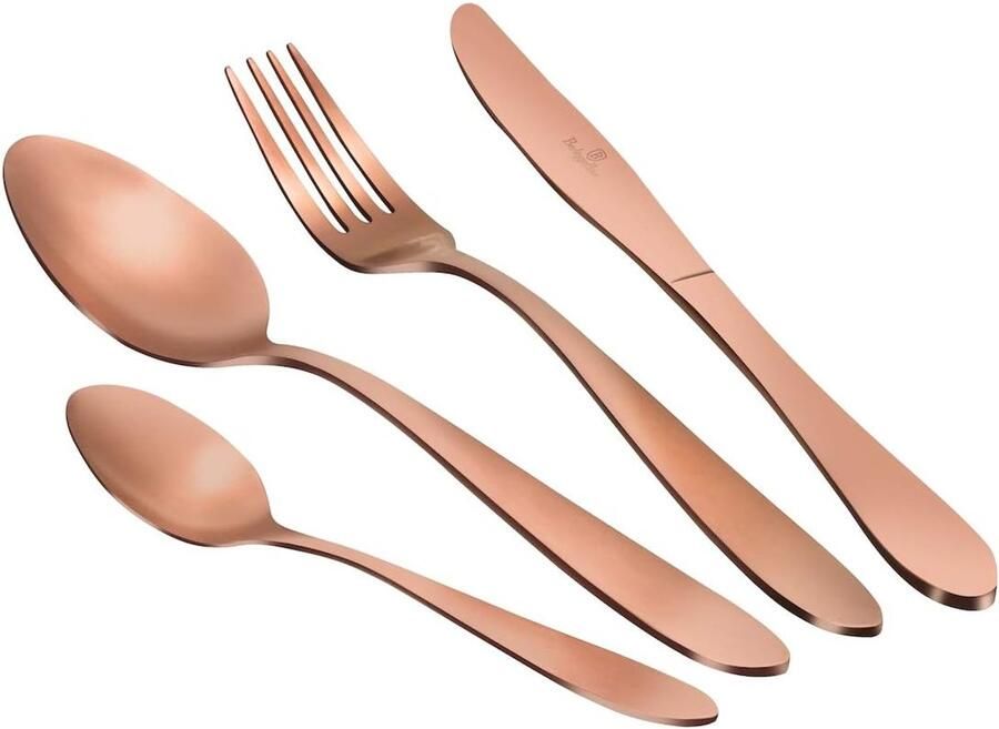 Bestekset 24-delig Serviesgoed set Dineren thuis Roestvrij staal Satijn roségoud