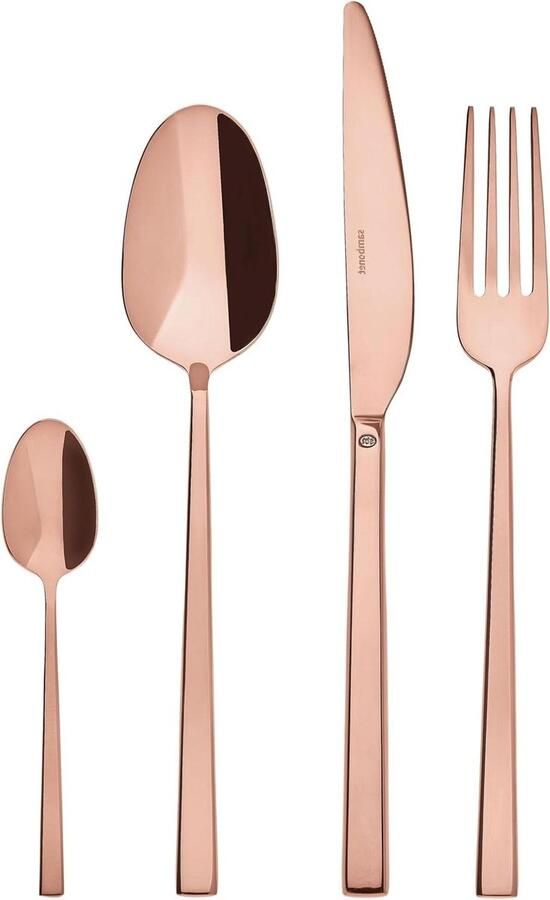 Bestekset 24 stuks Eetgerei set Gezellig eten Dik vierkant design 24 stuks Koper