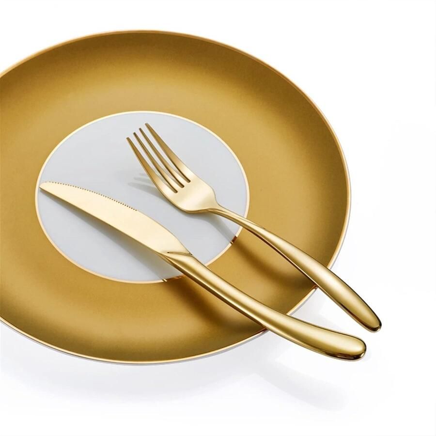 Bestekset 4-delig Gouden servies Tafeldekking Roestvrij staal 24 stuks Goud