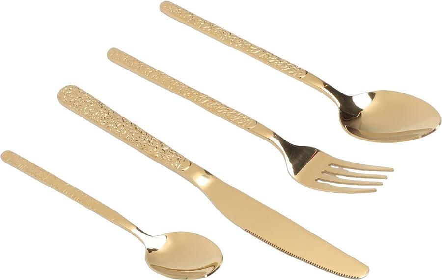Bestekset 6 personen Eetgerei set Dineren thuis 18 10 Roestvrij staal Gepolijst Goud patroon