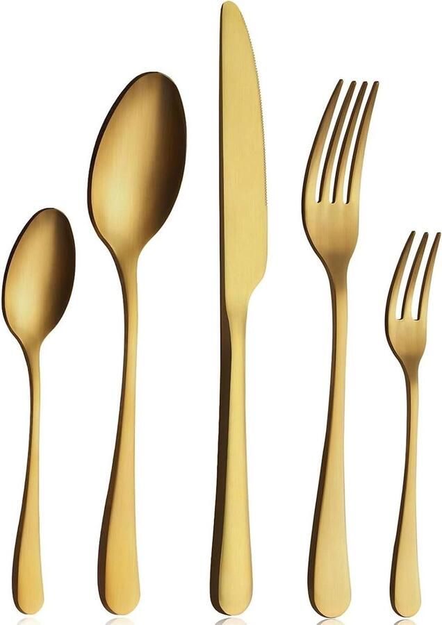 Bestekset 6 personen Gouden bestek Tafel dekken Mat goud finish 30 delig Goud