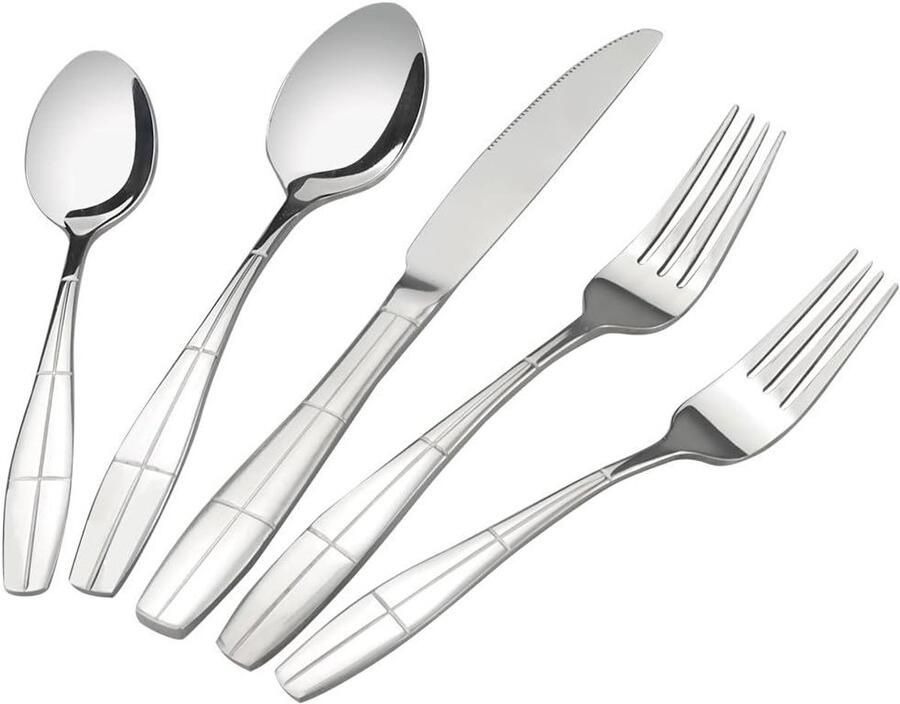 Bestekset 80 Delig Roestvrij Staal Tafel Dekken Uniek Design 10.78 Pond Zilver