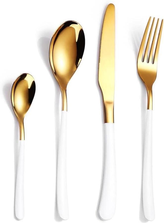 Bestekset Diner Gouden zilveren set Feestelijke diners Roestvrij staal 4 personen Goud