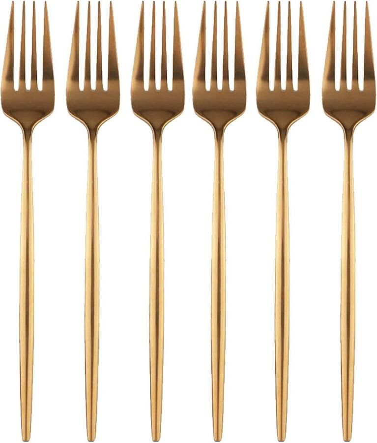 Bestekset Diner Vork Gouden Vorken Tafel Dekken Spiegelglans Polijsting 220mm Lengte Goud