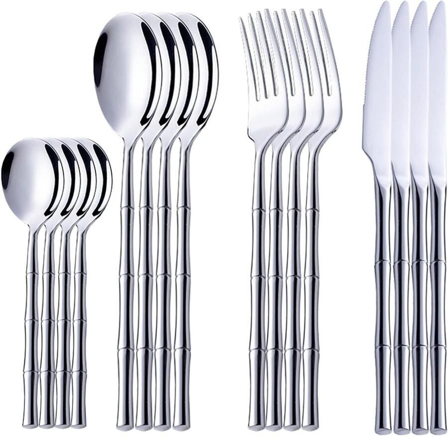 Bestekset Goud Diner Servies Lepel Vork Tafel Dekken Roestvrij Staal Voor 4 personen Goud