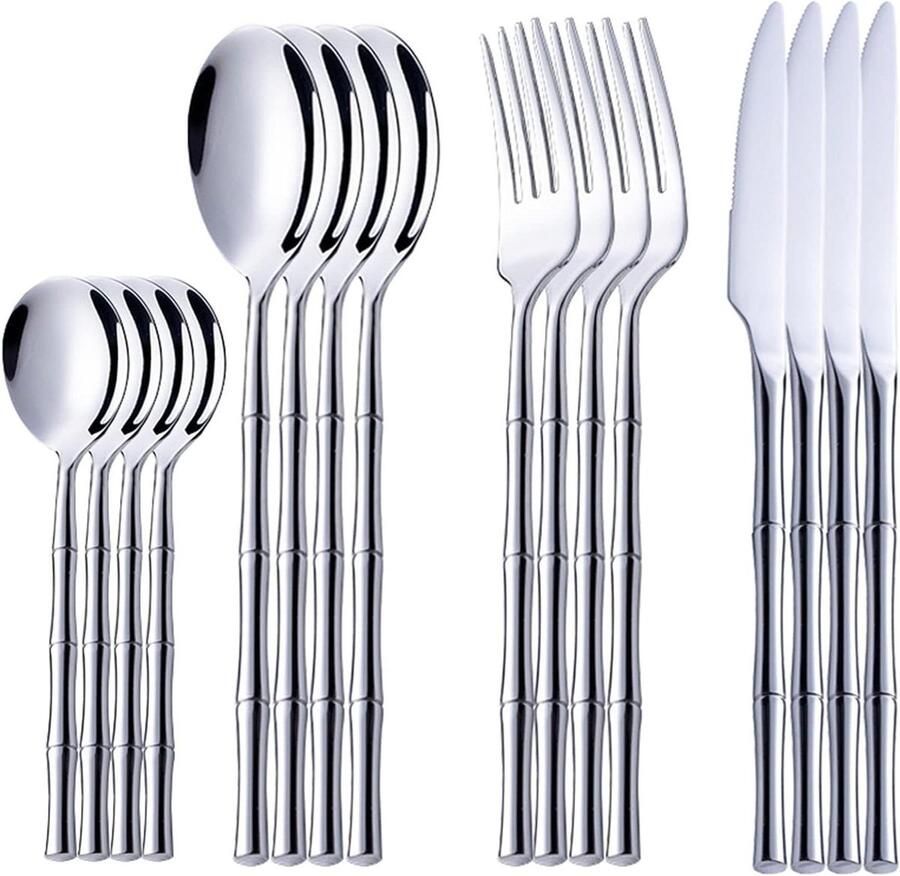 Bestekset Goud Eetset Roestvrijstaal Tafel Dekken Voor 4 Personen 16 Delig Goud