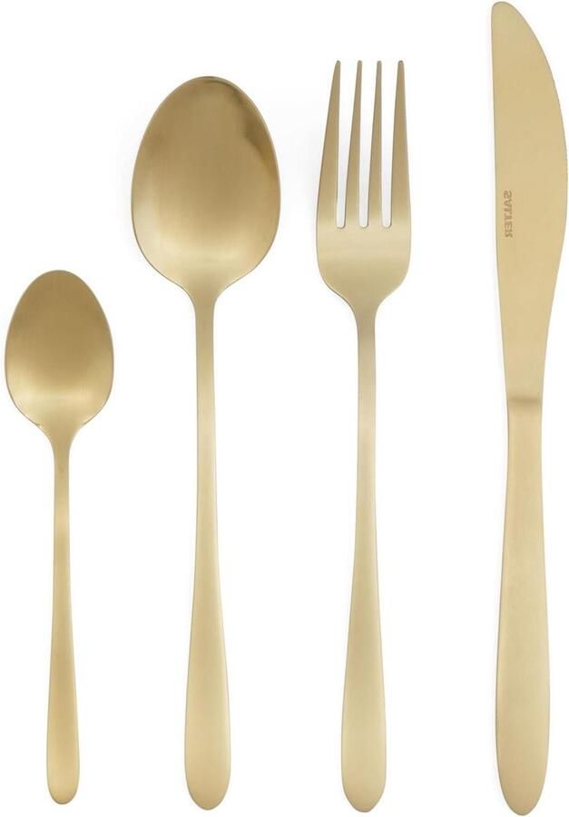Bestekset Goud Servies Set Dineren Geborsteld Roestvrij Staal 16 Delig Goud