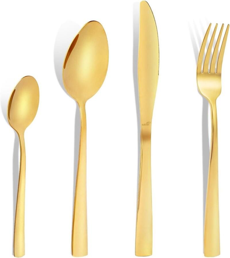 Bestekset Goud Servies Set Dineren met 6 Modern Design 24-delig Goud
